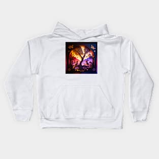 3D Effect Papercut Art - Fairytale Scene Kids Hoodie